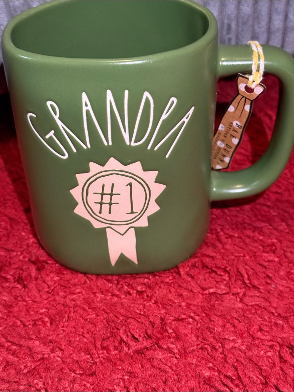 Rae Dunn Green Ceramic ‘#1 Grandpa’ Mug NWT